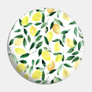 Lemon mint - watercolor lemons italian summer - yellow citrus Pin