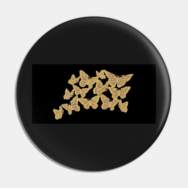 Gold Butterflies 5 - Black Pin by AmazingCorn