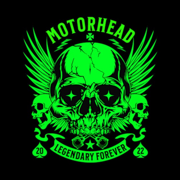 skull motorhead forever retro green by girls store