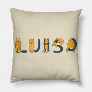 Luisa | Girl Name | Cat Lover | Cat Illustration Pillow