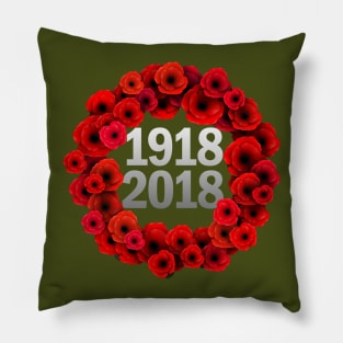 World War 1 Centennial Poppy Wreath Pillow