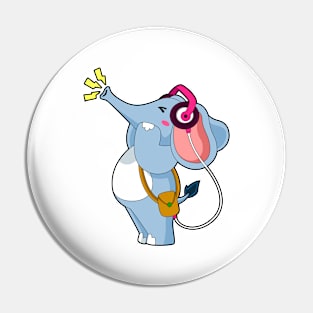 Elephant Headphone Music Pin