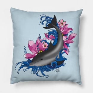 Dolphin and Cherry Blossoms Pillow