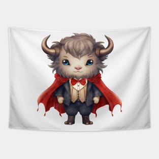 Cartoon American Bison in Dracula Costume Tapestry