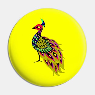 yellow amazing peacock pavo real ecopop in mexican totonac art pattern Pin