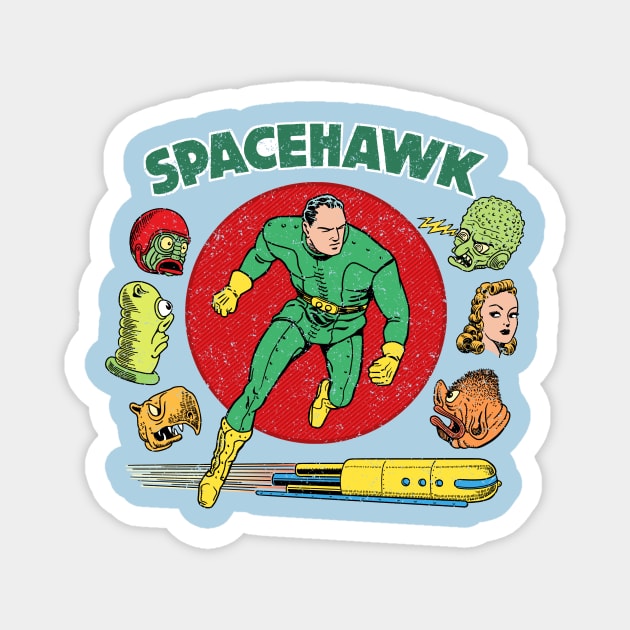 Spacehawk Vintage Art Magnet by Angel Robot