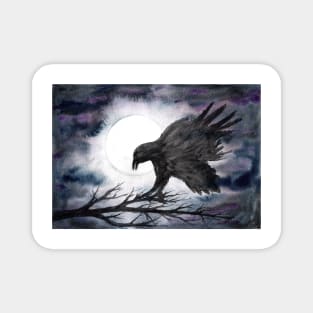 Raven in the moonlight Magnet