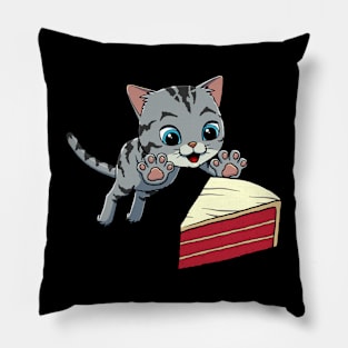 American Shorthair Cat excited to eat Red Velvet Cake Pillow