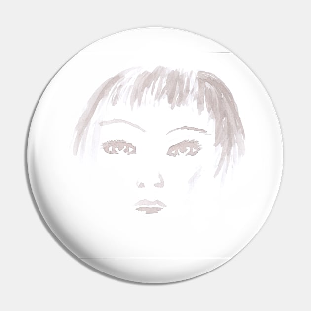 Woman face portrait. Watercolor illustration monochrome Pin by grafinya