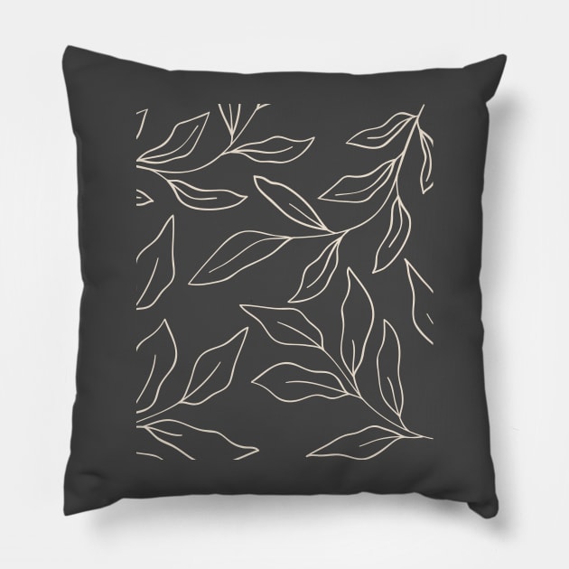 Minimal Wavy  leaves Pattern Cute  Patel Pink Floral Patter Design Pillow by zedonee