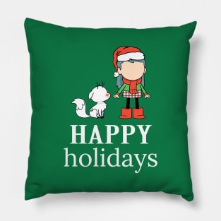 Hilda and Twig Happy Holidays Pillow