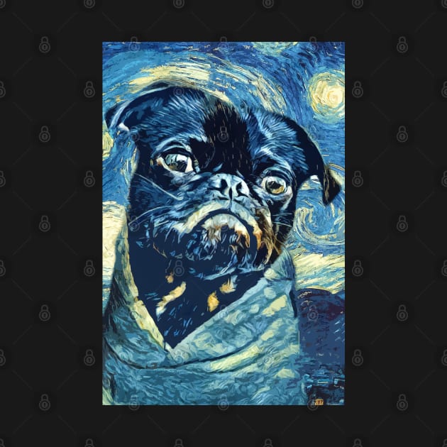 Pugs Van Gogh ✪ Starry Night Abstract Painting Art Style for PUG Lovers and owners by Naumovski