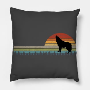 Wolf Howling Retro Pillow