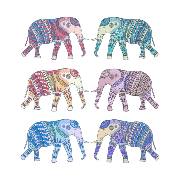 Colorful Elephants Art Print by fernandaschallen