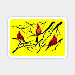 Red Cardinal Trio Magnet