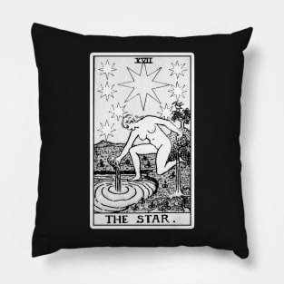 XVII. The Star Tarot Card | Black and White Pillow