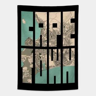 Cape Town, South Africa City Map Typography - Vintage Tapestry