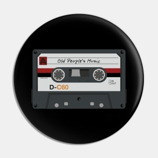 Old People's Music: Retro Audio Cassette Tape (Red) Pin