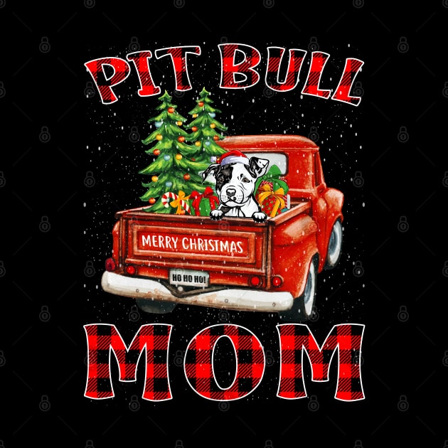 Christmas Pit Bull Mom Santa Hat Truck Tree Plaid Dog Mom Christmas by intelus