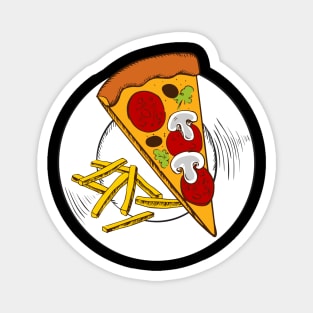 Sketched Pizza and Fries Magnet