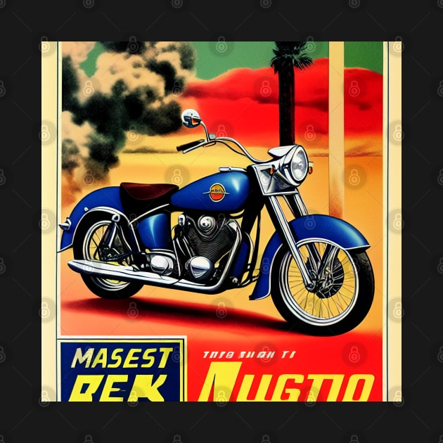 Vintage Metallic Blue Motorcycle Poster by BAYFAIRE