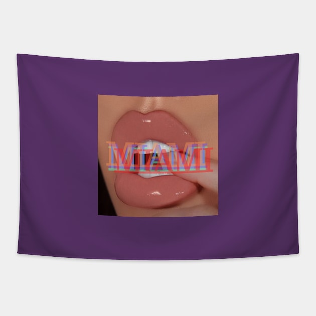 Miami Lips Girl Tapestry by CharlieCreator