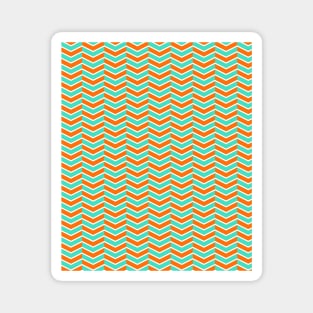 Mint Green, Orange and White Chevron Arrow Pattern Magnet