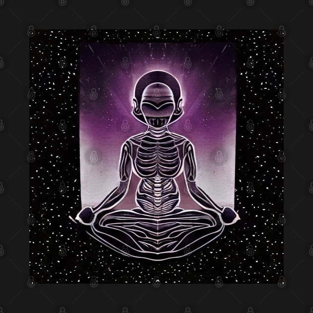 Psychic Skeletal Female Alien Robot Meditating Universal Eighties by SubtleSplit