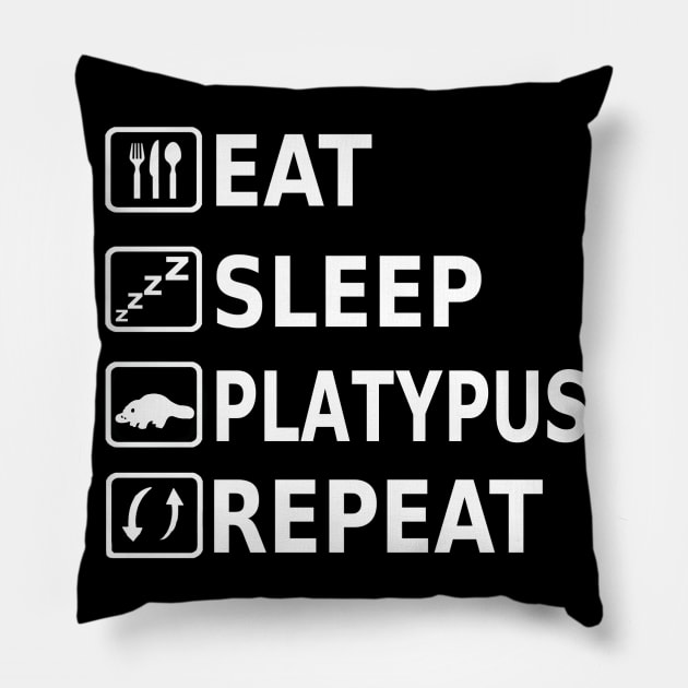 Eat Sleep Platypus Repeat Australia Live Design Pillow by FindYourFavouriteDesign