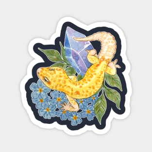 Leopard Gecko with Crystals & Forget-Me-Nots Magnet