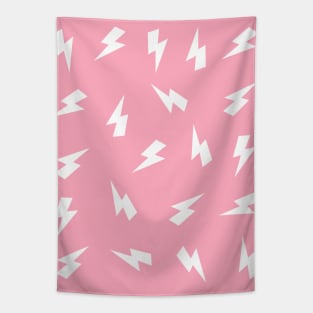 White and Pink Lightning Bolts Pattern Tapestry