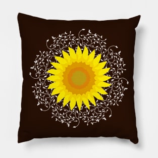 Sunflower with mandala pattern Pillow