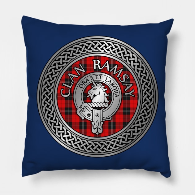Clan Ramsay Crest & Tartan Knot Pillow by Taylor'd Designs