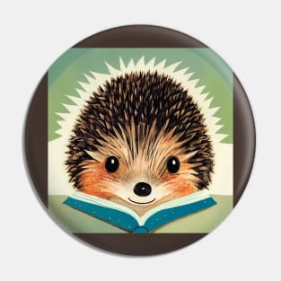 Cute Hedgehog Reading a Book. Pin