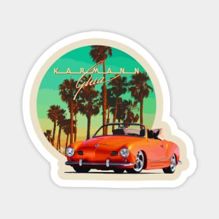 Karmann Ghia sunset palm trees Magnet