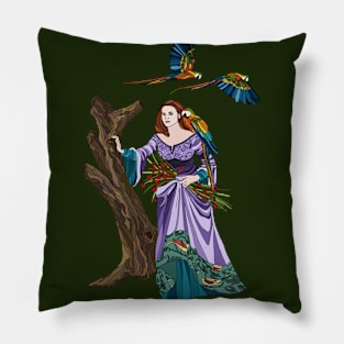 Lady with macaws Pillow