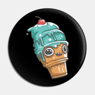 Blue cone ice cream character Pin