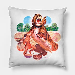 giant tiger retro comic vintage Pillow