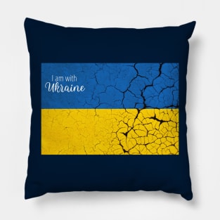 I am with Ukraine, Vintage Ukraine flag Pillow