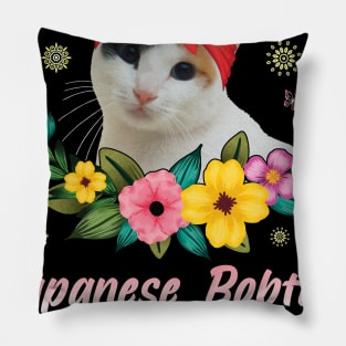 Flowers And Japanese Bobtail Cat Happy Mother Day Mommy Mama Pillow