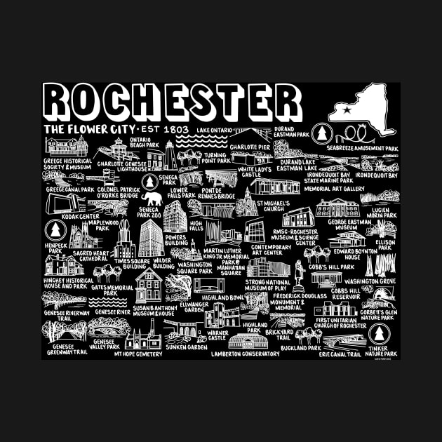 Rochester New York Map by fiberandgloss