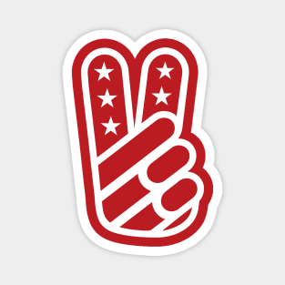 American Peace Sign (White on Red) Magnet