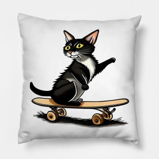 Cat on skateboard Pillow
