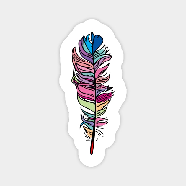 Rainbow Feather Magnet by mikeyrioux33