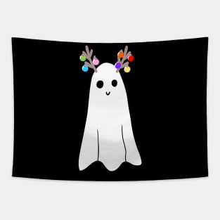 Christmas Ghost Paranormal Reindeer Ghost Ghostie Tapestry