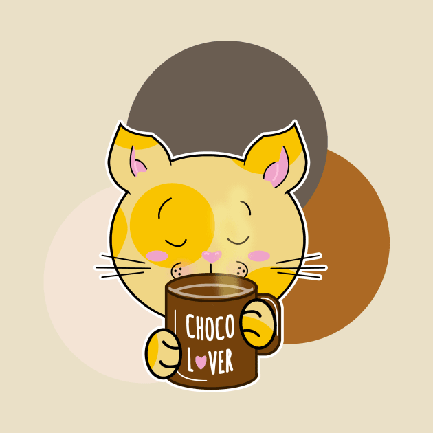 Yellow cat drinking chocolate lover by repalheiros