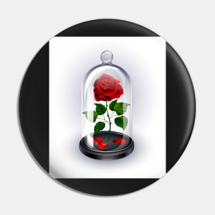 Red Rose Under Dome on White Background Pin