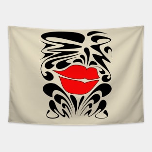 Red Decorative Funky lips Tapestry