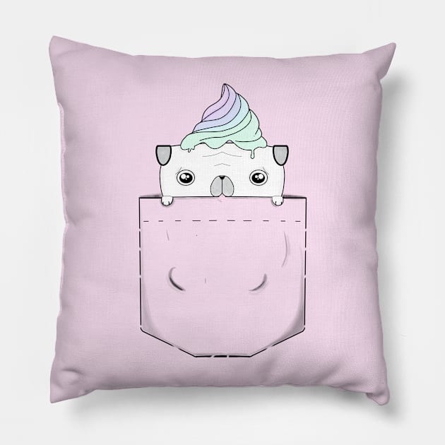 Pocket Pug Ice Cream Pillow by moonlitdoodl