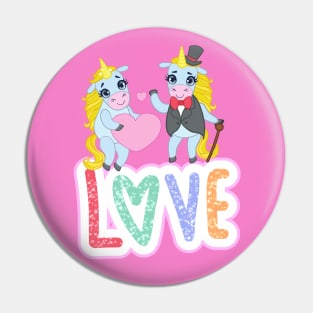 Unicorn loving couple - valentines day Pin